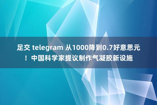 足交 telegram 从1000降到0.7好意思元！中国科学家提议制作气凝胶新设施