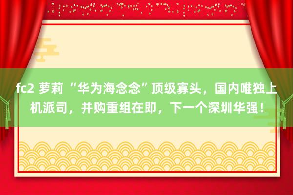 fc2 萝莉 “华为海念念”顶级寡头，国内唯独上机派司，并购重组在即，下一个深圳华强！