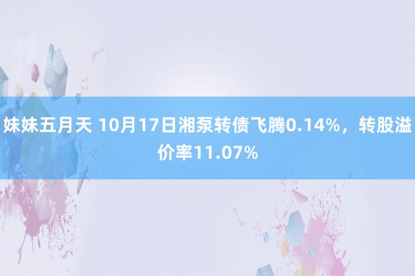 妹妹五月天 10月17日湘泵转债飞腾0.14%，转股溢价率11.07%