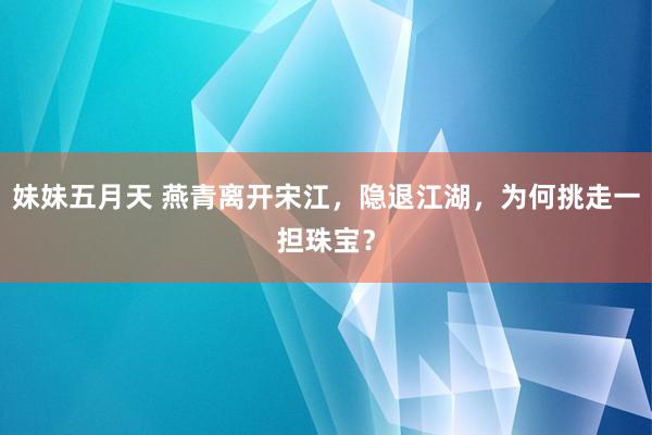 妹妹五月天 燕青离开宋江，隐退江湖，为何挑走一担珠宝？