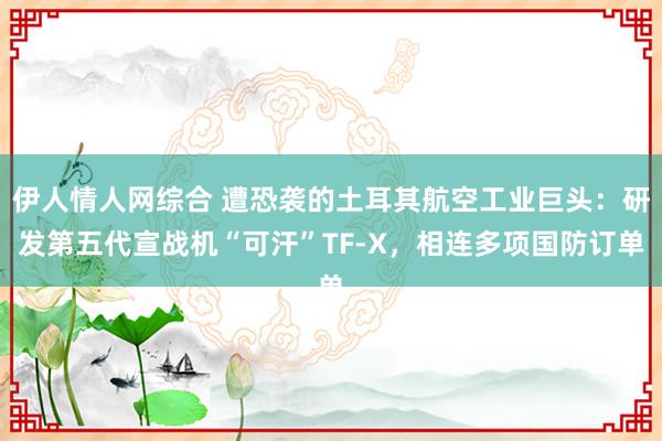 伊人情人网综合 遭恐袭的土耳其航空工业巨头：研发第五代宣战机“可汗”TF-X，相连多项国防订单