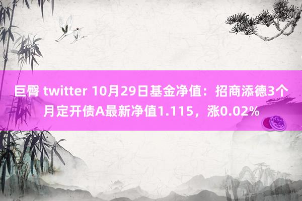 巨臀 twitter 10月29日基金净值：招商添德3个月定开债A最新净值1.115，涨0.02%