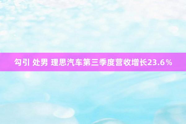 勾引 处男 理思汽车第三季度营收增长23.6％