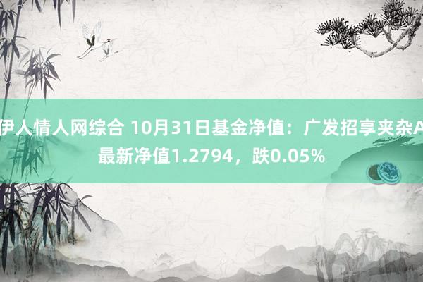 伊人情人网综合 10月31日基金净值：广发招享夹杂A最新净值1.2794，跌0.05%