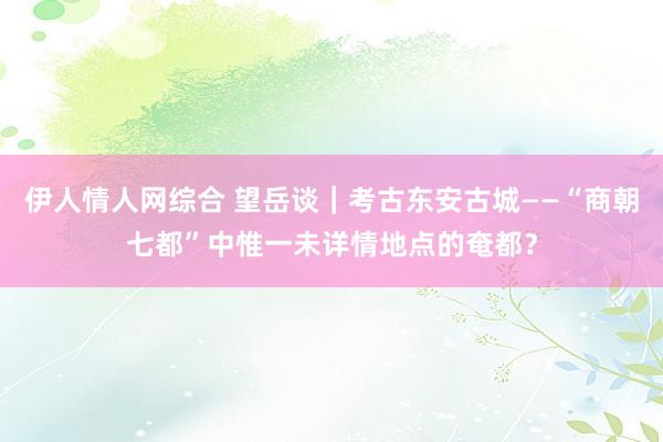 伊人情人网综合 望岳谈｜考古东安古城——“商朝七都”中惟一未详情地点的奄都？