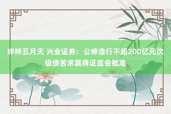 婷婷五月天 兴业证券：公缔造行不超200亿元次级债苦求赢得证监会批准