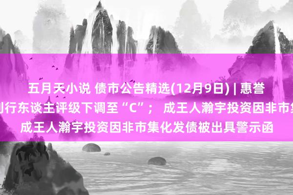 五月天小说 债市公告精选(12月9日) | 惠誉将万达商管恒久外币刊行东谈主评级下调至“C”； 成王人瀚宇投资因非市集化发债被出具警示函