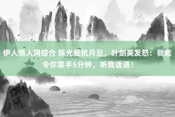 伊人情人网综合 陈光抵抗月旦，叶剑英发怒：我敕令你罢手5分钟，听我话语！