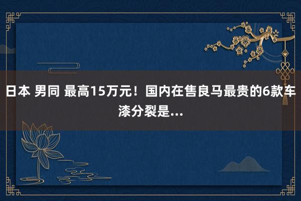 日本 男同 最高15万元！国内在售良马最贵的6款车漆分裂是...