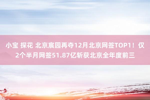 小宝 探花 北京宸园再夺12月北京网签TOP1！仅2个半月网签51.87亿斩获北京全年度前三