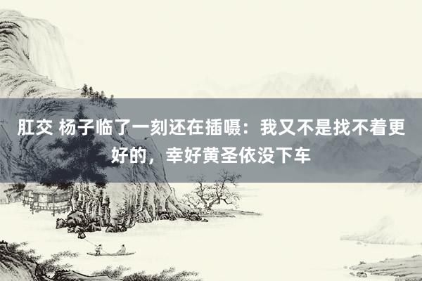 肛交 杨子临了一刻还在插嗫：我又不是找不着更好的，幸好黄圣依没下车