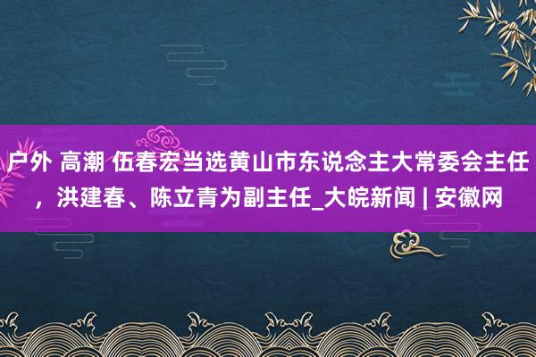 户外 高潮 伍春宏当选黄山市东说念主大常委会主任，洪建春、陈立青为副主任_大皖新闻 | 安徽网